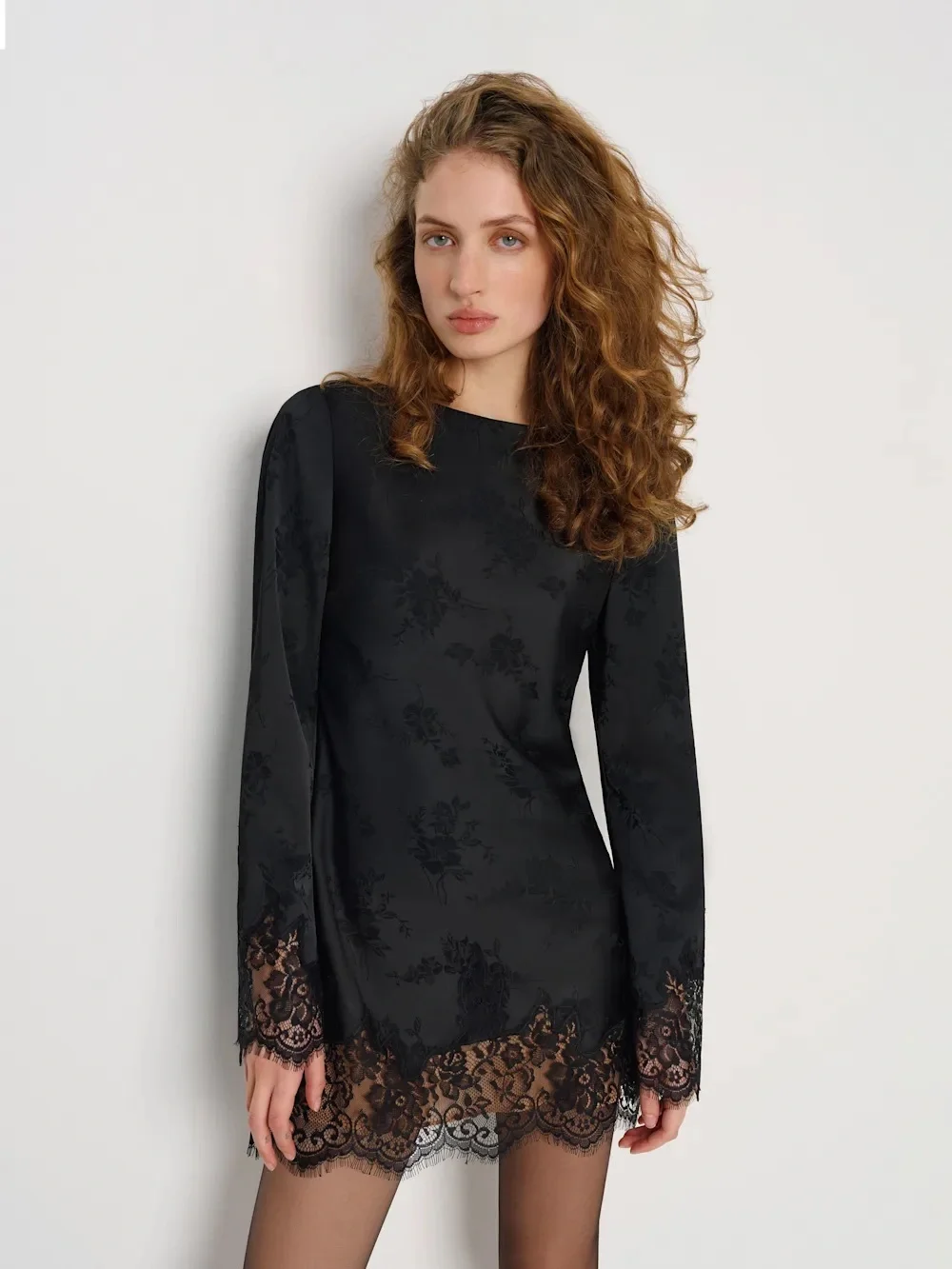NEW Reformation Blache Mini Lace Dress Black Jacquard | size S - Picture 1 of 12